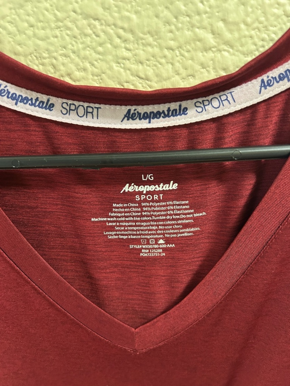 Aeropostale Women's Short-Sleeve V-Neck Tee in Burgundy - Picture 2 of 4